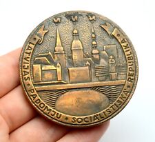 USSR SOVIET RUSSIA LATVIA OLD RIGA CITY TOWN COMMEMORATIVE BRONZE TABLE MEDAL picture