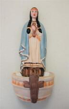 Vintage St. Kateri Tekakwitha Holy Water Font Wall Porcelain Bisque picture