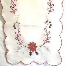 Table Runner Beautiful Christmas Machine Embroidery Poinsettia Holly picture