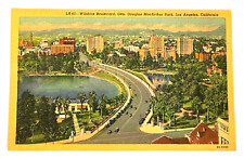 MacArthur Park Postcard Linen Wilshire Boulevard Los Angeles Westlake Park - NEW picture