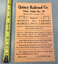 June 1931 Quincy Railroad Company Timetable No. 16 picture