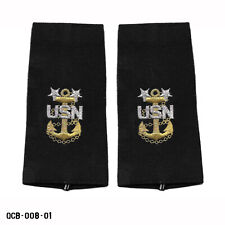 PAIR USN US Navy MCPO E9 Master Chief Petty Officer Shoulder Marks ~ Rank Slides picture