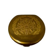 Vintage Compact Order of the Easter Star Etched Emblem Mirror Gold Tone picture