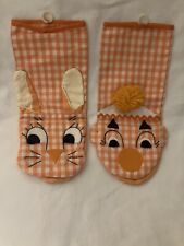 Vintage Handmade Bunny And Clown Oven Mitts picture