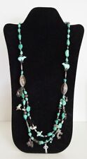 Long Native American Zuni? Turquoise Nugget Silver Fetish Necklace picture