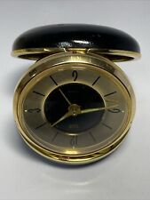Elgin Wind Up Travel Alarm Clock Vintage 60’s Japan Leather Case Luminous Hands picture