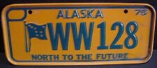 Vintage 1975 Alaska State mini bicycle metal license plate North To the Future picture