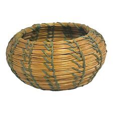 Sweetgrass Miniature Small Handwoven Coiled Natural Basket 2” Vintage Dollhouse picture