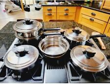 Vintage Vollrath Tri Ply mid Century Cookware Pots Pans W Lids Whole Set 10 Pc picture
