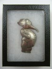 Vintage Antique Silverwash Stamped Early 1900's GOP Republican Elephant Brooch picture