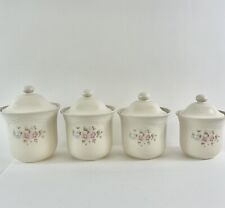 Vintage Pfaltzgraff Tea Rose 4 Pc Canister Cookie Jar Set  USA pink roses picture