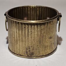 Vintage ENESCO Exclusive Solid Brass Round Planter/Bucket w/ Ring Handles picture