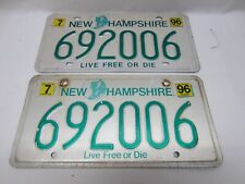 Pair of 1996 New Hampshire License Plate 