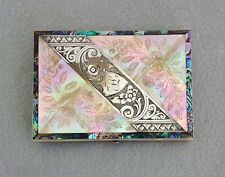 Victorian Sterling Silver Mother-of-Pearl Expandable Card Case Vintage picture