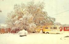LIVINGSTON, MT Montana PARKROAD TRAILER COURT~Snow ROADSIDE 1965 Chrome Postcard picture