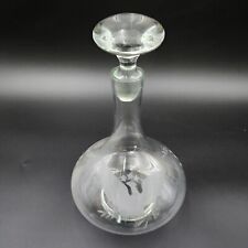 Vintage Etched Glass Decanter & Glass Stopper Eagle Stars United States America picture