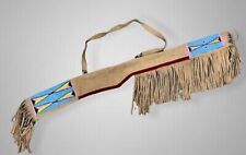 Native American Indian Beaded Rifle Scabbard Sioux Style Suede Leather  picture