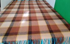 Vintage Jack Frost Utah Woolen Mills Plaid Brown Fringe Throw Blanket 61 x 54 picture