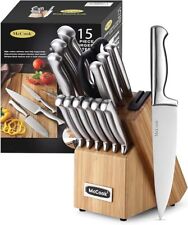 Knife Sets,German Stainless Steel Knife Block Sets with Built-in Sharpener 15Pcs picture