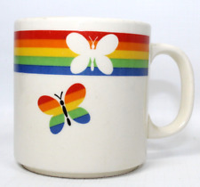 Vintage 80s Rainbow Butterfly Mug Russ Berrie Co Coffee Cup Ireland picture