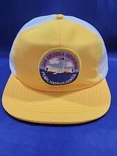 Vintage Pearl Harbor D.A Hat Yellow USS Arizona Memorial Patch Trucker Mesh Cap picture