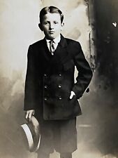 1910s RPPC: YOUNG SCHOOL BOY antique real photograph postcard AMERICANA picture