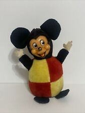 Vintage Gund Rubber Face Mickey Mouse Woolikin Rattle Plush 8” picture