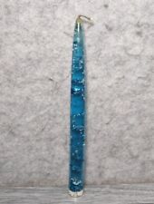 Vintage Blue Lucite Candlestick Silver Flecks MCM 8” Tapered Aqua Teal picture