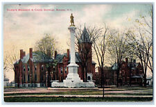 1909 Soldier's Monument & County Buildings Warsaw New York NY Postcard picture