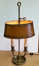 Antique Bronze French Bouillotte Lamp 2 Candle Budoir Table Lamp Tole Shade  picture