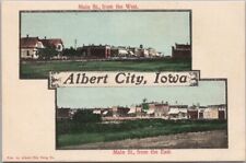 c1910s ALBERT CITY, Iowa Postcard Two View of Main Street / Downtown - Unused picture