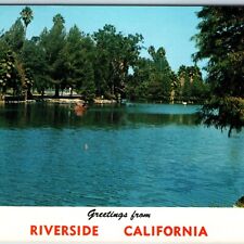 c1960s Riverside CA Greetings Lake Evans Fairmount Park Santa Ana Max Mahan A219 picture