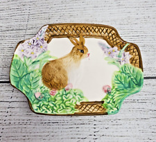 Vintage Royal Norfolk Bunny Rabbit Plate Easter Basket Flowers Platter/Dish 7.5” picture