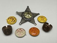 Davy Crockett Statesman Frontier Scout Rings Deputy Circa 1950 Button Litho Lot picture
