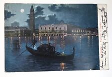 Venice at Night in the Moonlight Panorama Gondola Undivided Back PC 1907 Stamp picture