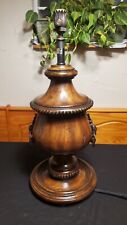 Vintage Maitland Smith Large Walnut And Brass Table Lamp Tested Centerpiece picture