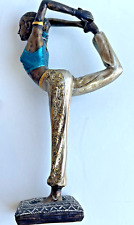 Rare Yoga Figurine Rajak Apotasana Lady Pigeon Pose Bronze Look Statue picture