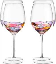 DAQQ Red Wine Glasses Set of 2 Hand Glasses: Pink, Light Blue, Gold  picture