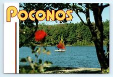 Sailboat Lake Pocono Mountains PA Postcard Posted 1997 picture