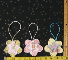 3 Vtg cutter quilt flower ornaments 3-1/2