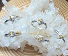 Wholesale Lot 6 Pcs Natural Citrine White Bronze Heart Rings Crystal Healing picture