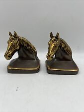Vintage Bronze And Copper Plated Pair Of Horse Heads Bookends BY PMC88 picture