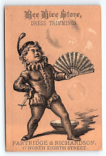 c1880 BEE HIVE STORE PHILADELPHIA PA DRESS TRIMMINGS VICTORIAN TRADE CARD P1939 picture