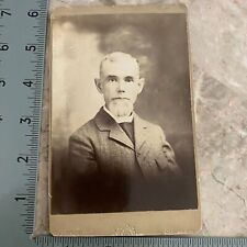 Antique Cabinet Card Photo Man Posing in Suit Sitting Large Tie Beard Early 1900 picture