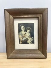 Vintage Wood Frame And  Madona and Jesus Child Pic 6 x 8 picture
