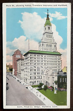 Postcard Hartford Connecticut Main St. Aetna Travelers Insurance Vintage picture