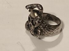 Vintage 1983 Bikers Skull And Snake Ring 8-1/2 picture