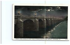 Postcard PA Harrisburg Market Street Bridge At Night picture