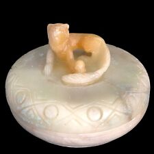 Chinese Carved Stone Trinket Dish Figural Animal Lid JCI Handmade picture