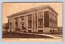 Grinnell IA-Iowa, Panoramic View Carnegie Library Antique Vintage c1910 Postcard picture